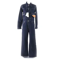 未使用品★RRL ダブルアールエル ロゴボタン付 長袖 デニム ジャンプスーツ オールインワン インディゴ 2 正規品 レディース