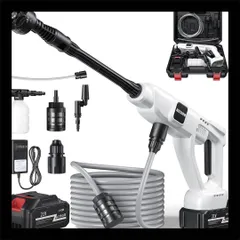 即日・翌日発送❣️1760m 高圧洗浄機 コードレス 充電式 マキタ互換バッテリー 噴射距離10M 残量表示 洗車店監修 850W自吸式 高圧洗浄機 洗車 家庭用 3段階 6in1ノズル 高性能 コンパクト 収納ケース 持ち運び便利 ハンディ