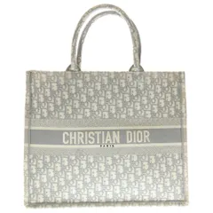 Christian Dior (クリスチャンディオール) ブックトート ラージ オブリーク グレー キャンバス ハンドバッグ