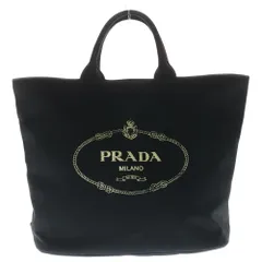 PRADA (プラダ) カナパ 2WAYトートバッグ ハンドバッグ ショルダーバッグ ブラック キャンバス×レザー 1BG161 シルバー金具
