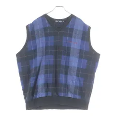 Polo GOLF Ralph Lauren (ポロゴルフラルフローレン) 90S Check Vest ロゴ刺繍 チェックベスト ブルー