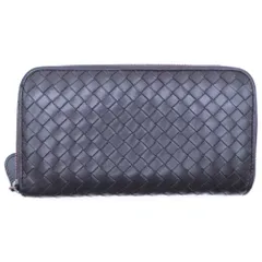 BOTTEGA VENETA (ボッテガヴェネタ) イントレチャート ラウンドジップ レザーロングウォレット 長財布 ブラウン
