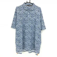 【超美品】RLXラルフローレン 半袖ポロシャツ 白×ネイビー 小花柄 ボタンダウン メンズ XXL ゴルフウェア Ralph Lauren