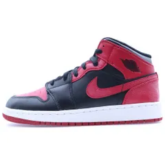 NIKE (ナイキ) AIR JORDAN 1 MID GS エアジョーダン ミッド ブレッド ローカットスニーカー ブラック/ホワイト/レッド US6.5Y/24.5cm 554725-074 レディース