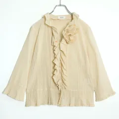 インゲボルグ★大人上品で素敵♪ コサージュ付きフリルブラウス サイズM クリーム色系 z18424