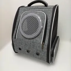 ペットキャリー リュック 猫キャリーバッグ 小型犬 宇宙船窓付き 通気孔 メッシュ 折りたたみ 持ち運びバッグ ペット用キャリー グレー 未使用　112983-1-007Y