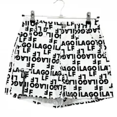 【超美品】フィラゴルフ キュロットスカート 白×黒 ロゴ総柄 裏地付 レディース S ゴルフウェア FILA GOLF