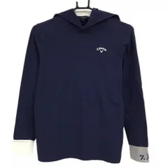 【超美品】キャロウェイ フード付長袖Ｔシャツ ネイビー ロゴ白 パーカー  レディース L ゴルフウェア Callaway