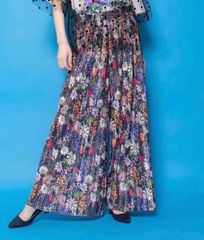 イズスカラー is ScoLar 562224花柄シフォン×花柄生地3D風パンツ