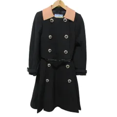 良品 PRADA プラダ ウール ダブルブレスト コート サイズ38S ブラック レディース 古着 中古 USEDのサムネイル