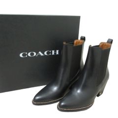 COACH ブラック レザー アンクルブーツ スタッズ付き サイズ8.5 - メルカリ