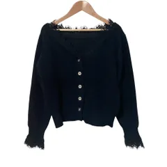 美品 25AW Apuweiser-riche アプワイザーリッシェ レースふわふわプルオーバー ニット サイズ2 ブラック レディース 古着 中古 USED