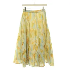ブージュルード Bou Jeloud ぼかしフラワーパネルフレアスカート ロング 総柄 38 黄色 水色 /YM