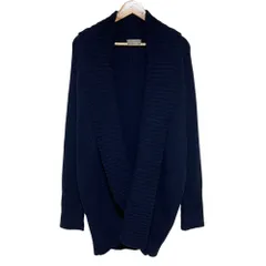 美品 JOHN SMEDLEY ジョンスメドレー カシミヤブレンド ガウンニットカーディガン M ネイビー レディース 古着 中古 USED