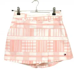 【超美品】トミーヒルフィガーゴルフ キュロットスカート 白×サーモンピンク 総柄  レディース S ゴルフウェア Tommy Hilfiger Golf