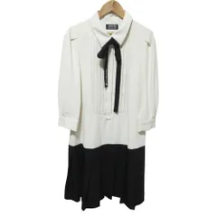 美品 25AW Apuweiser-riche アプワイザーリッシェ CLATHASコラボ ボウタイプリーツミニワンピース 1 アイボリー ブラック レディース 古着 中古 USED