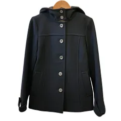 良品 Burberry BLUE LABEL バーバリーブルーレーベル フード付き メルトンコート 38 ブラック  レディース 古着 中古 USED