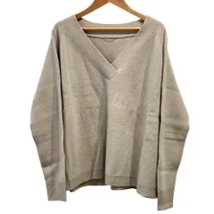 美品 Deuxieme Classe ドゥーズィエムクラス ミドルゲージVプルオーバーニット ベージュ レディース 古着 中古 USED