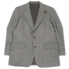美品□Burberrys バーバリー ヴィンテージ ウール アンゴラ ヘリンボーン チェック柄 くるみボタン シングル テーラードジャケット グレー 98-88-175 日本製 正規品 メンズ