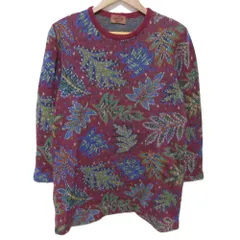 美品 MISSONI ミッソーニ リーフ柄 ウール モヘアブレンド ニット セーター サイズ46 パープル レディース 古着 中古 USED MISSONI - 美品 MISSONI ミッソーニ モヘヤブレンド リーフジャガード