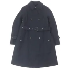 美品□Mackintosh マッキントッシュ ウール ダブルブレスト ロゴボタン ゴム引きコート ステンカラーコート ネイビー 38 英国製 正規品 メンズ