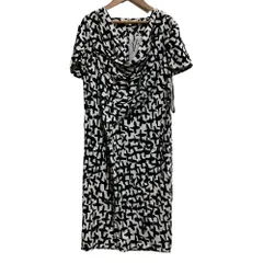 未使用 DIANE von FURSTENBERG ダイアンフォンファステンバーグ 総柄 シルク ワンピース サイズ4 ホワイト×ブラック レディース 古着 中古 USED