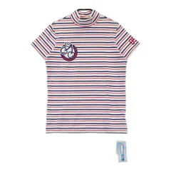 サイズ：0 PEARLY GATES パーリーゲイツ  モックネック 半袖Tシャツ ボーダー柄 ホワイト系 [240101569872] ゴルフウェア レディース ストスト