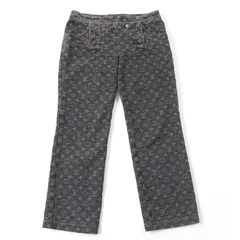 美品☆LOUIS VUITTON ルイヴィトン コットン100％ モノグラム ロゴボタン付 デニムパンツ インディゴブラック 38 イタリア製 正規品 レディース