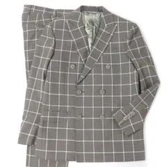 極美品□ETRO エトロ ウィンドウペン 裏シルク/ペイズリー柄 ピークドラペル ダブルスーツ 上下セットアップ ブラウン系 46 ハンガー付き イタリア製 正規品 メンズのサムネイル