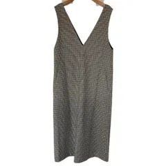 美品 23AW 23区 千鳥格子 ノースリーブ ワンピース 38 ブラウン ネイビー レディース 古着 中古 USED