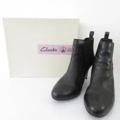 良品 Clarks クラークス ショート サイドゴアブーツ ブーティ サイズ6 1/2 約25.5cm ブラック レディース 古着 中古 USED