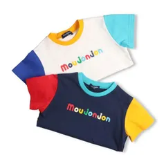 moujonjon ロゴプリントクレイジー配色半袖Tシャツ　m26805