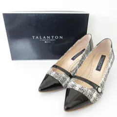 美品 TALANTON by DIANA タラントンバイダイアナ ポインテッドトゥ ツイード エナメルコンビ パンプス 23cm ホワイト ブラック レディース 古着 中古 USED