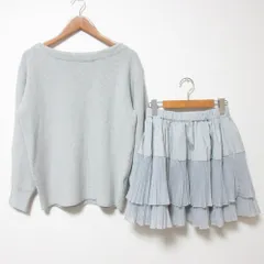 美品 25AW Rirandture リランドチュール オフネックニット フリルスカート セットアップ サイズ1 ライトブルー レディース 古着 中古 USED