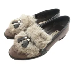 ダイアナ DIANA ローファー モカシン タッセル スエード レザー ファー 21 1/2 グレー /IU