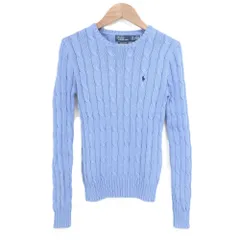 美品 Polo by Ralph Lauren ポロバイラルフローレン ピマコットン ケーブルニットセーター SPサイズ サックスブルー レディース 古着 中古 USED
