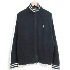 良品 Polo by RALPH LAUREN ポロバイラルフローレン スウェットトラックジャケット Mサイズ ブラック メンズ 古着 中古 USED