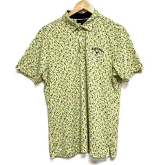 美品 Callaway キャロウェイ 2023年モデル フラワープリント ポロシャツ ゴルフウェア H23134108 LLサイズ イエロー メンズ 古着 中古 USED