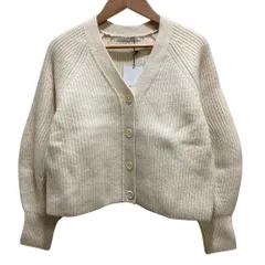 未使用 ANAYI アナイ ウールカシミヤ片畦Ｖネック カーディガン SIZE36 ホワイト  レディース 古着 中古 USED