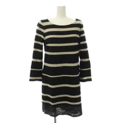 ダイアグラム グレースコンチネンタル Diagram GRACE CONTINENTAL ワンピース ウール 36 黒 ブラック ボーダー柄 長袖 ビーズ刺繍 /JP