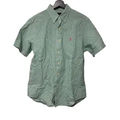   Polo Ralph Lauren ポロラルフローレン 半袖シャツ シアサッカー ストライプ グリーン Mサイズ【Z1817】