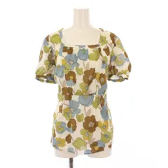 レリアン Leilian シャツ ブラウス プルオーバー 半袖 スクエアネック 花柄 麻 リネン混 9 マルチカラー /BB