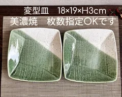 ★まとめ割してますコメント下さい★2枚セット★瀬戸焼★若草山　変形角皿　18/19×H3cm　取皿　煮物　刺身　揚げ物　おもてなし　春　新緑　和菓子　などに