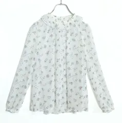 【美品】フランシュリッペ★オリプリブラウス サイズM 白系 フリル&シアー感♪キュートな総柄♪薄手 z18439