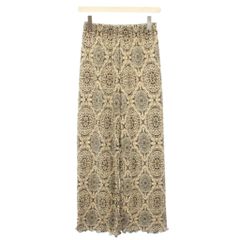 アバハウス ABAHOUSE mavie イージーパンツ プリーツ 総柄 04 黒 ブラック ベージュ /TK