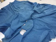 P41994　古い　藍無地　木綿　５巾　襤褸　１６６ｃｍ×１９２ｃｍ　古布古裂　ｋ