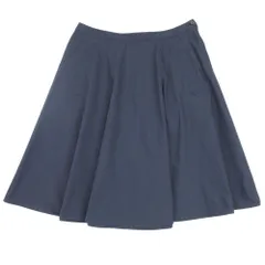 良品 MACKINTOSH LONDON マッキントッシュロンドン タックスカート 膝丈 フレアシルエット 46/3L 紺 ネイビー レディース 古着 中古 USED