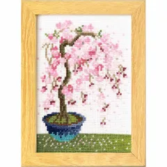 クロスステッチ刺しゅうキット 12ヶ月のBONSAI～マリー・カトリーヌコレクション 3月 枝垂れ桜