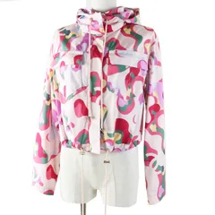 極美品◎CHANEL シャネル 21AW P70173 シルク100％ ロゴプリント フーデッド ジップアップ ジャケット／ブルゾン マルチ 34 イタリア製 正規品 レディースのサムネイル