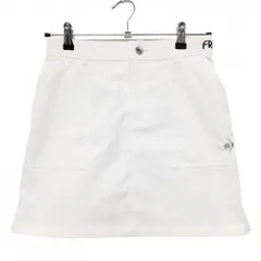 【超美品】ルコックゴルフ スカート 白×ネイビー ポケットライン ロゴシルバー レディース S ゴルフウェア le coq sportif